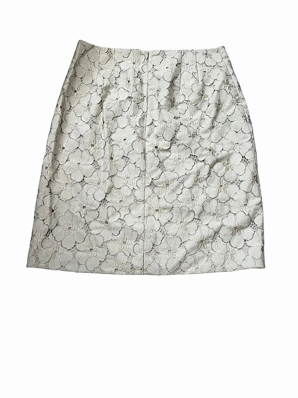 Ann Taylor Floral Lace A-Line Skirt in White & Gray Size 8 NWT